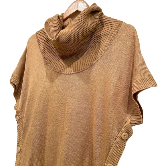 Calvin Klein Women's Cowl Sweater Dress Short Sleeve Button Sides, Size Medium - Picture 4 of 9